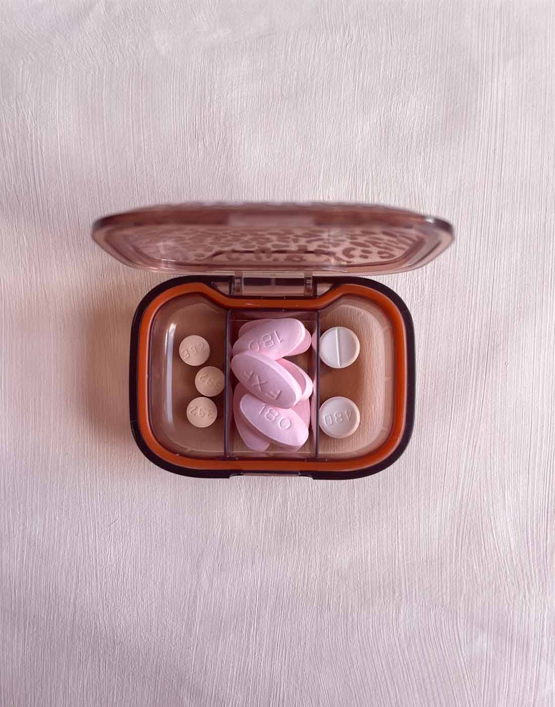 Pink Heart Leopard Pocket Pill Pot