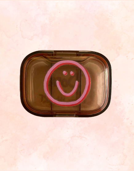 Pink Happy Face Pocket Pill Pot