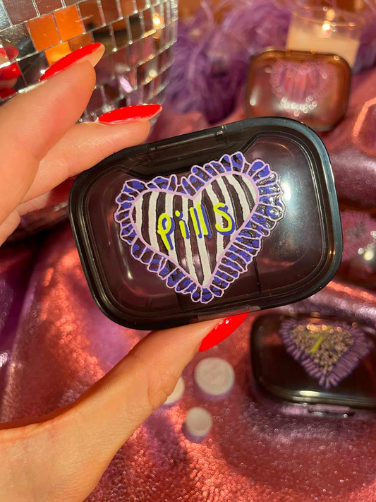 Blue Pills Heart Pocket Pill Pot