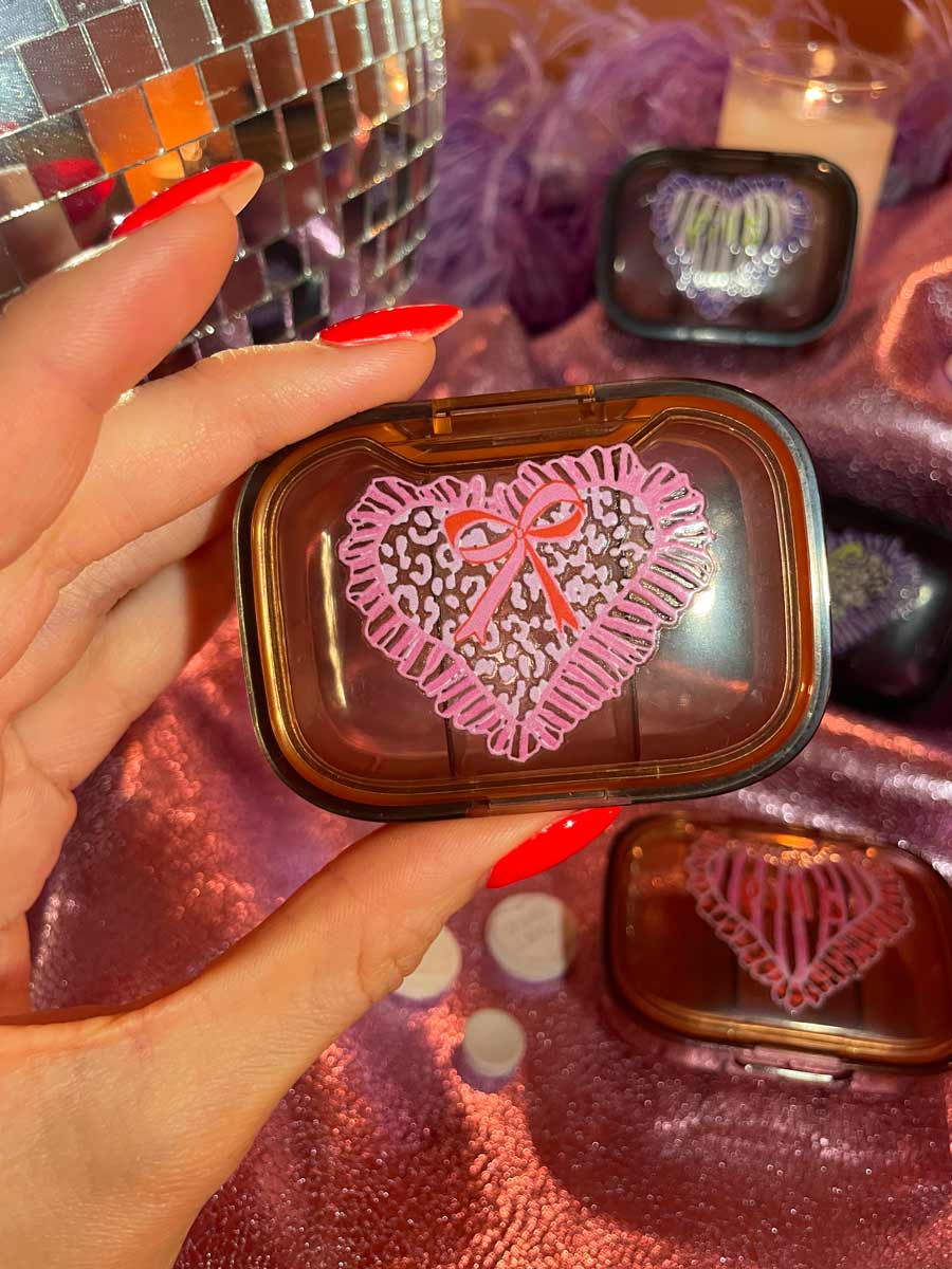 Pink Heart Leopard Pocket Pill Pot