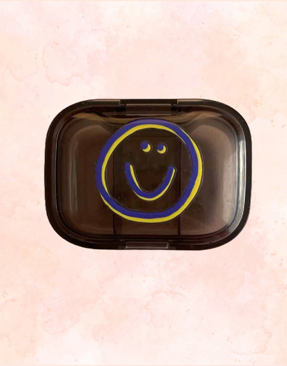 Blue Happy Face Pocket Pill Pot